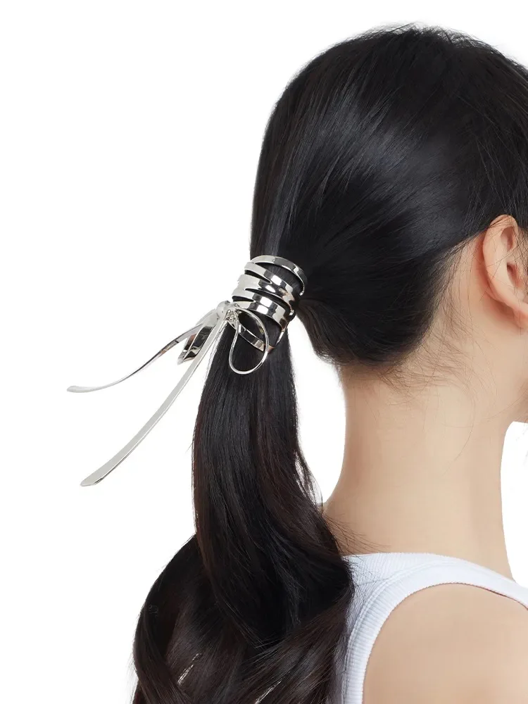 AWAYTR-Pinza de pelo con lazo de aleación para niña, pinza de Metal para el pelo, pinza de cola de caballo alta, horquilla fija, accesorios para el