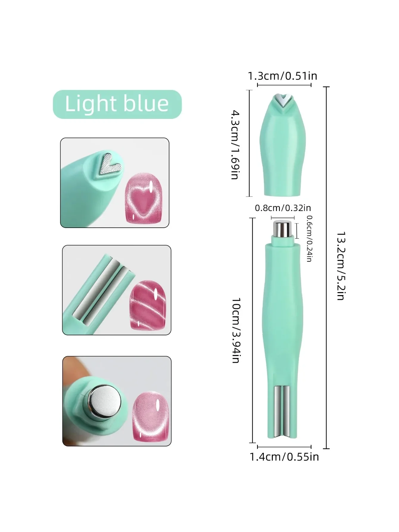 1Pcs 3-In-1 Heart Shape Cat Eye Nail Art Magnet Double Line Moon Snake French Magnet Pen for Magnetic Gel Polish Manicure Tools image 3