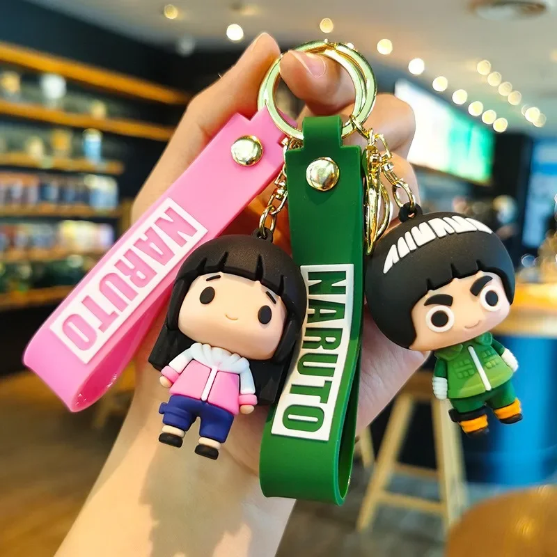 Cartoon Anime Naruto Keychain Fashion Jewelry Cartoon Figure 7CM PVC Keyring Uzumaki Kakashi Action Figures for Lovers Pendant