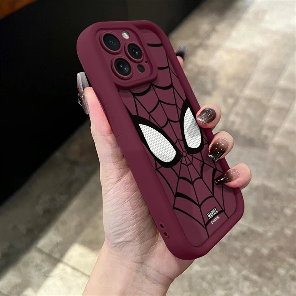 Marvel Spider Man TPU Soft Phone Case for iPhone 15 11 14 13 12 Pro Max XR XS X 7 8 Plus SE2 Silicone Plain Multistep Cover Etui