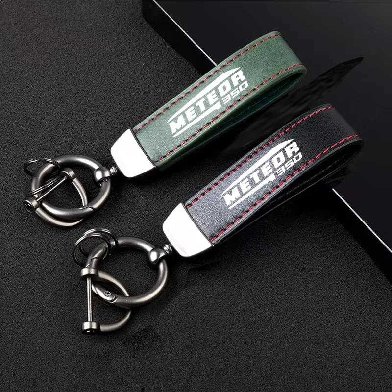 1PCS Motorcycle Metal PU Leather Motorcycle Keychain Ring Accessories for Royal Enfield Meteor 350 Royal Enfield Meteor350 500