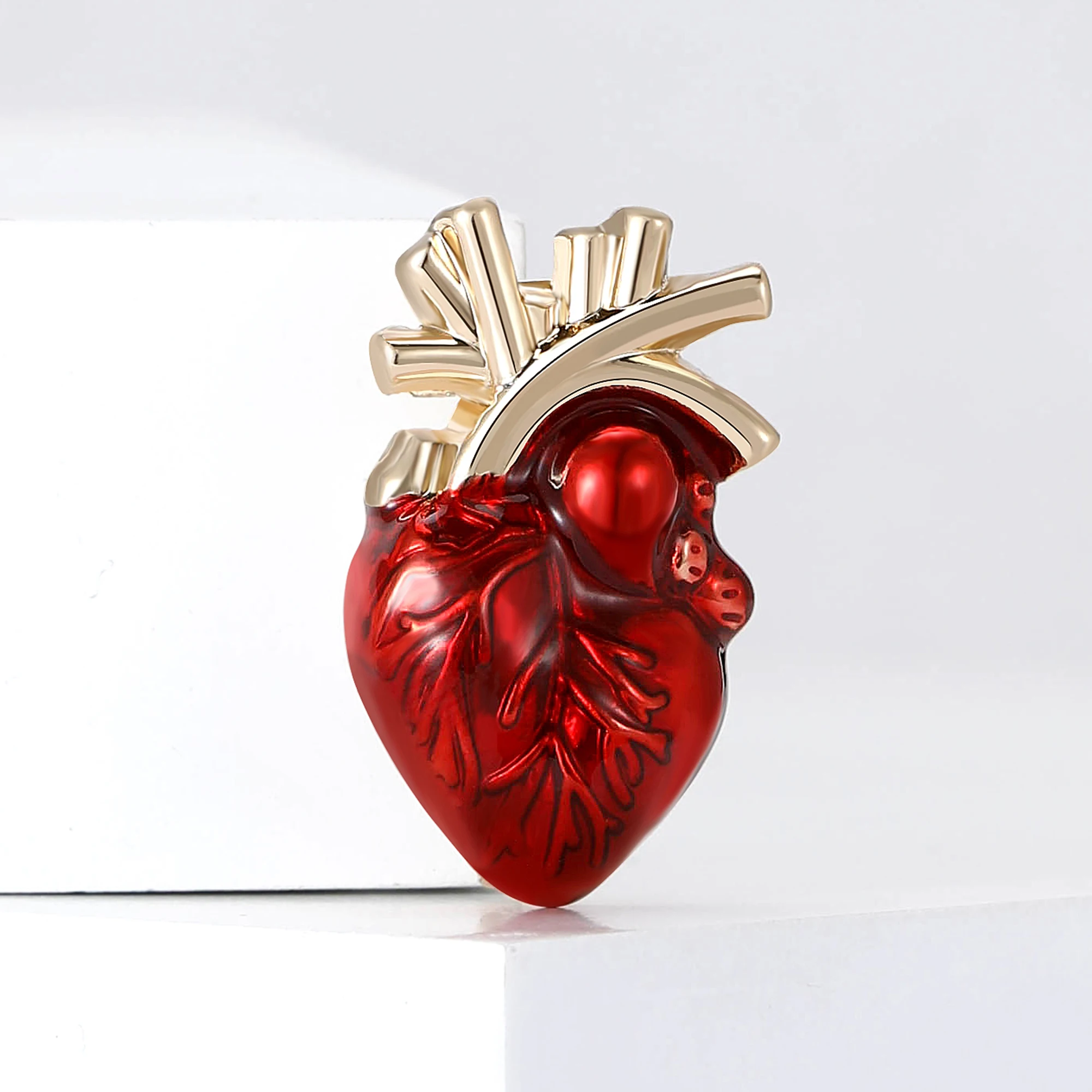 Enamel Heart Brooches for Women Unisex Human Body Organ Pins Office Party Friend Gifts Jewelry Accessories
