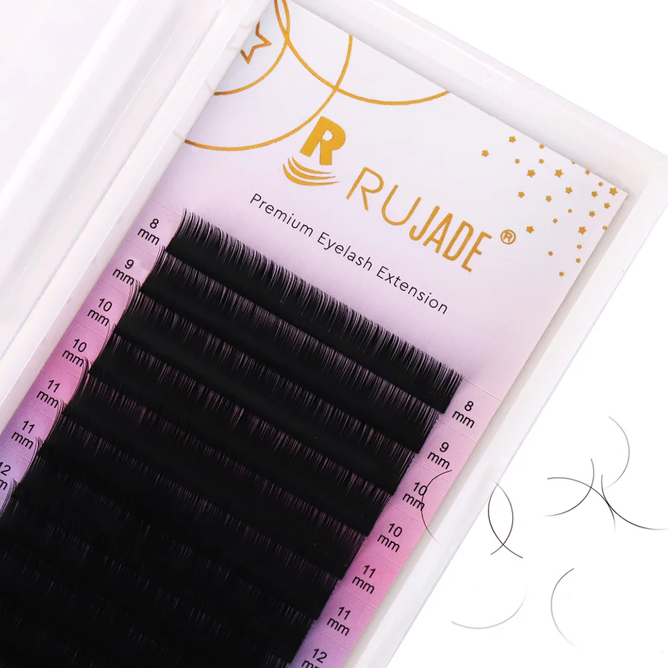 RUJADE B C CC D Curl Cashmere Eyelash Extension False Individual Lashes Mix20-25mm Long Faux Mink Lash 0.03 Russian Volume Cilio