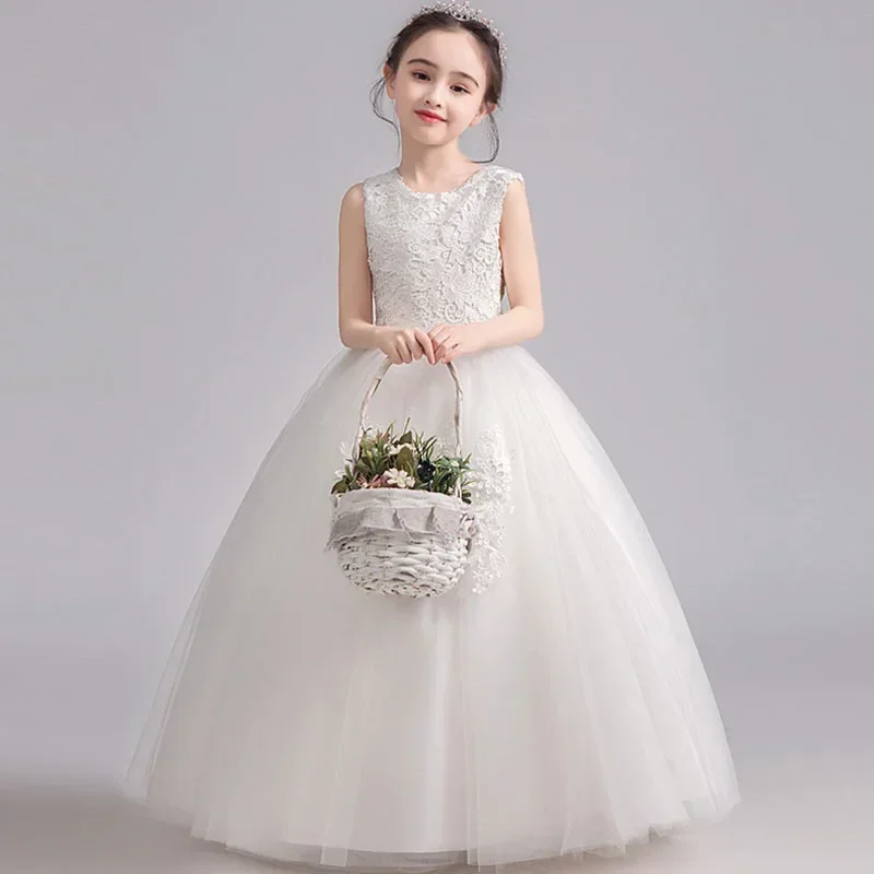 

2024 Spring New Girl Big Girl Main Skirt Host Performance Daily Princess Skirt Flower Girl Performance Dress