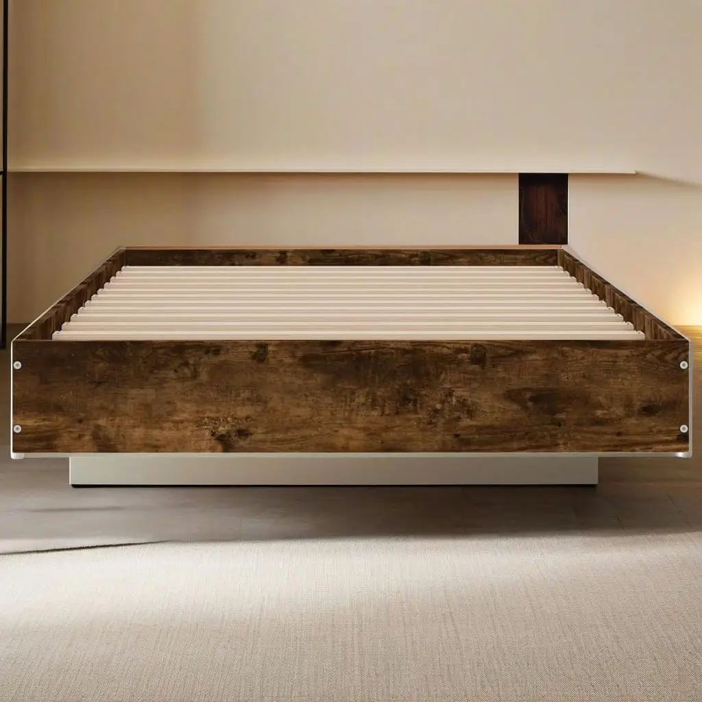 Estructura de cama sin colchón Roble ahumado 90x190 cm Madera de ingeniería individual