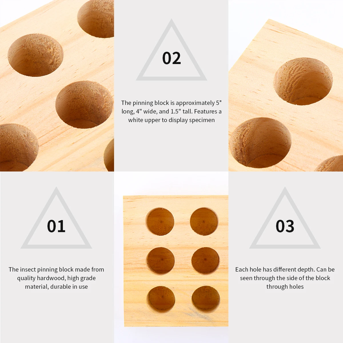 

Hardwood Insect Pinning Holes Specimen Mounting Wood Needle Holder Lab Supplies Tool Parts