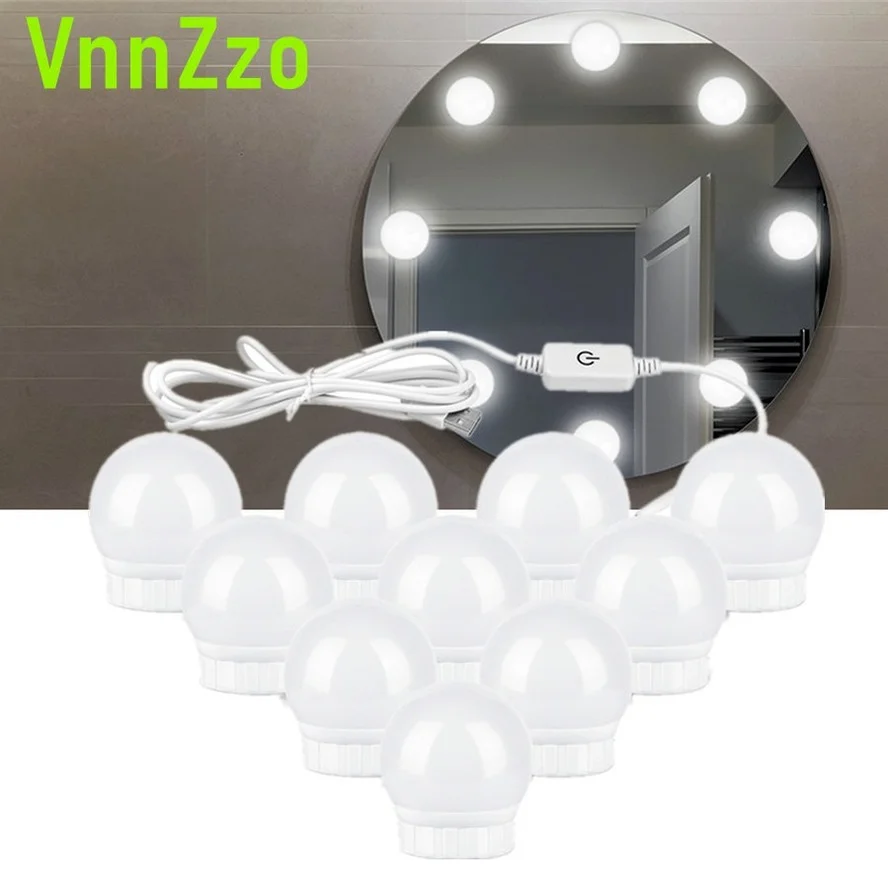 LED Makeup Light Usb Three-tone Light Mirror Headlight Mirror Light Makeup Mirror Bulb Mirror Decorative Light Vanity Lamp