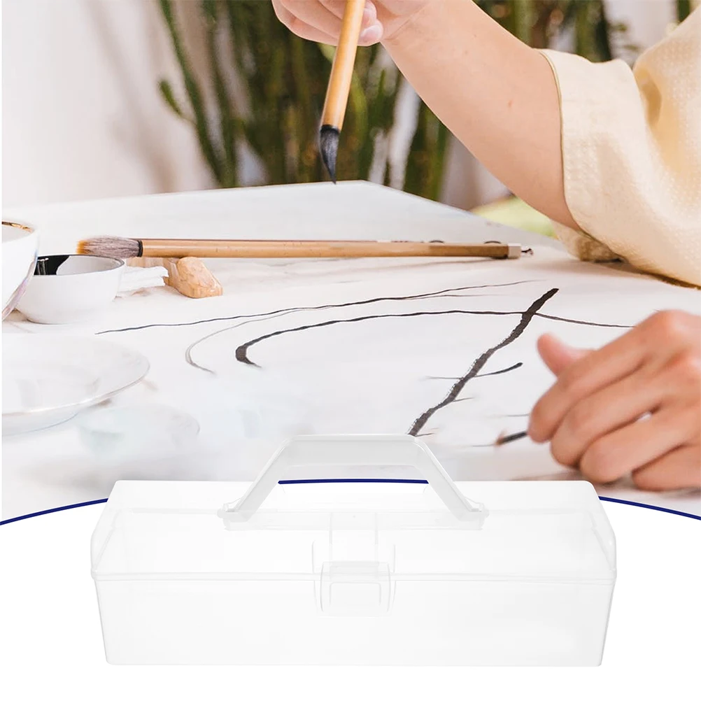 

2pcs Clear Plastic Storage Boxes Transparent Tool Organizer With Handle Large Capacity Portable Travel Case For Art Supplies
