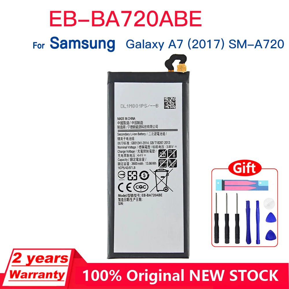 

Genuine New EB-BA720ABE 3600mAh Battery For Samsung Galaxy A7 2017 version A720 SM-A720 A720F SM-A720S A720F/DS Batteries+Tools