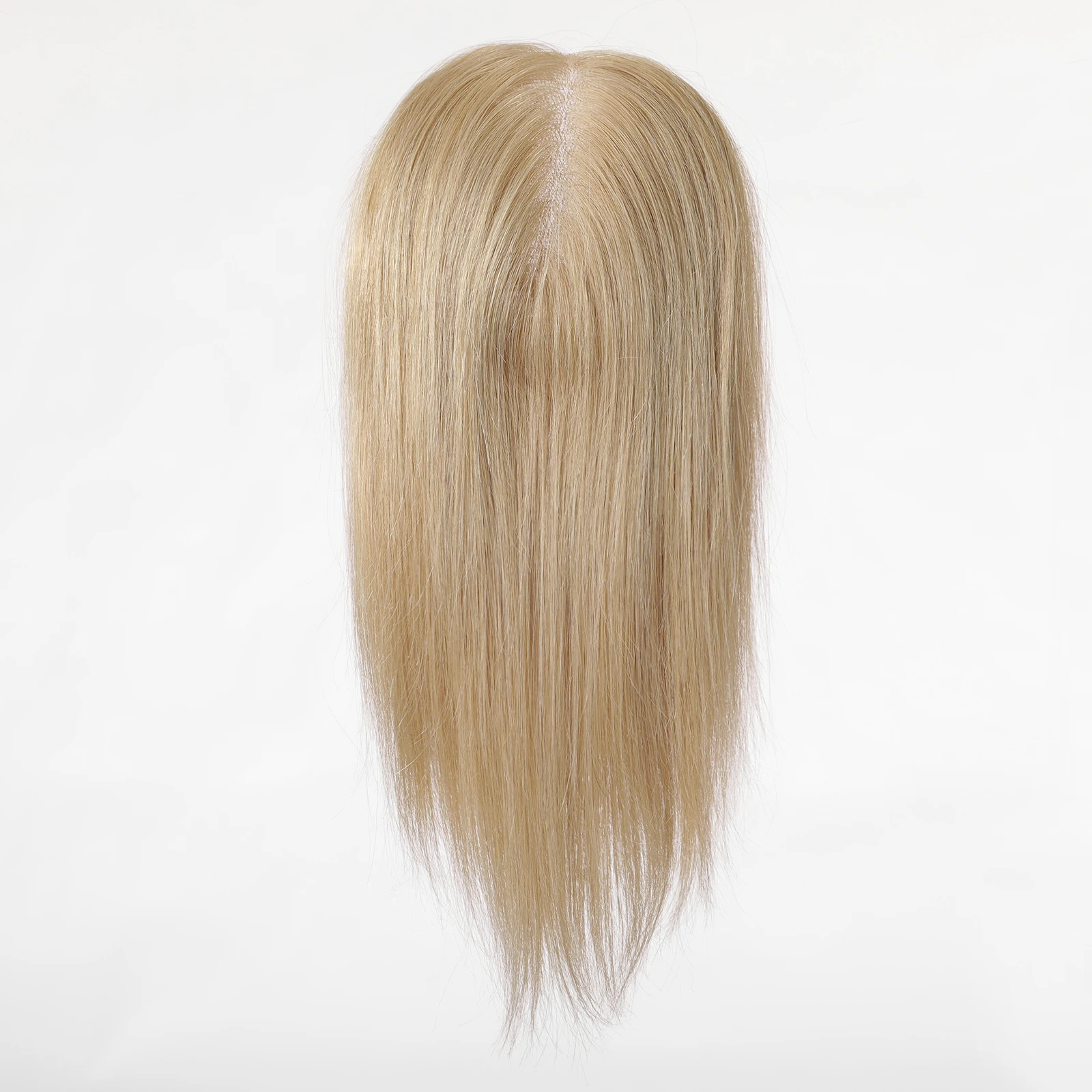 14 inch Grijs Blond Mono Kant Basis Menselijk Haar Toppers voor Vrouwen 4 Clips Stukken met Dunner wordend Haar Natuurlijke Echt Menselijk Haar Toppers