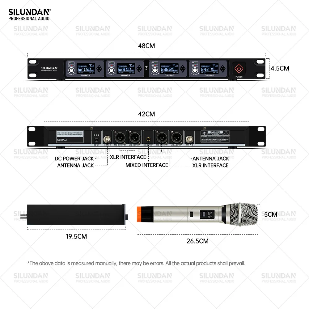 Microfono Wireless professionale a 4 canali auricolare Lavalier portatile Karaoke UHF 80M di distanza per riunioni di famiglia Stage