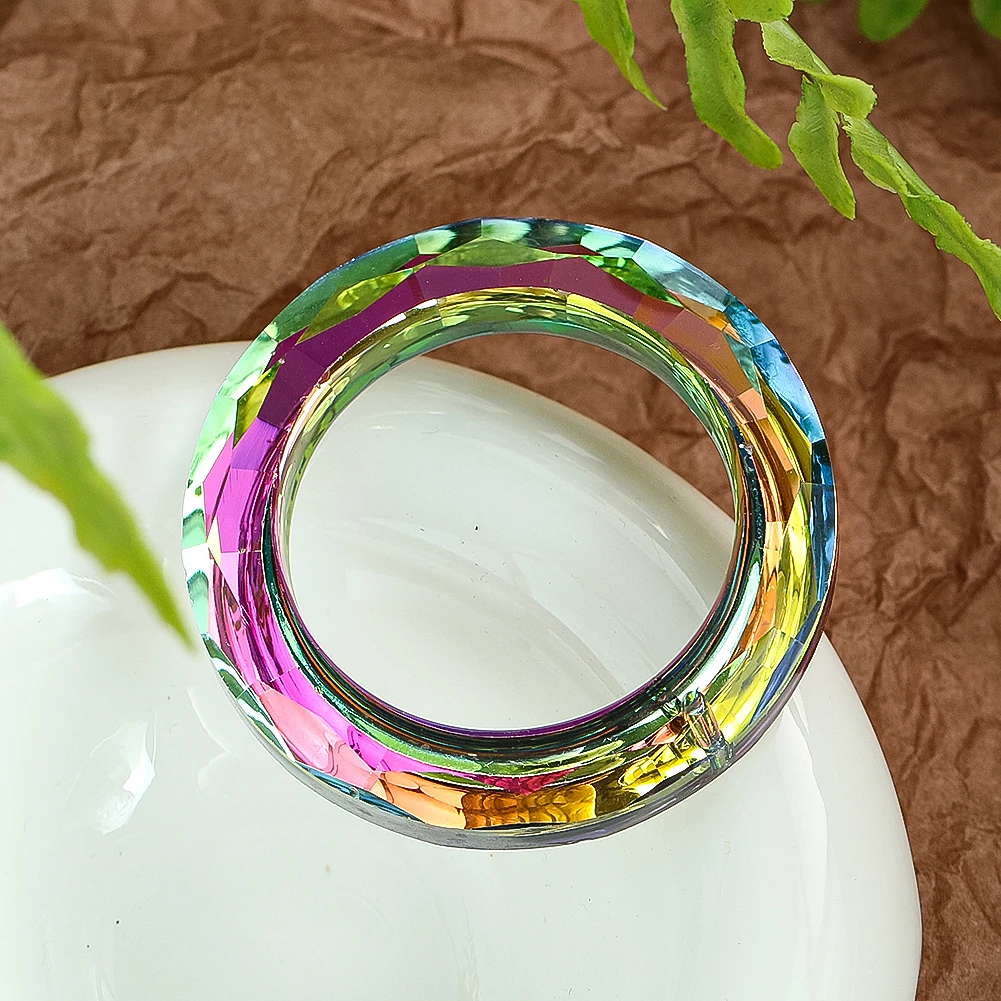 

50mm Rainbow Circle Crystal Suncatcher Chandelier Glass Lamp Prisms Parts Hanging Ornament Drops Light Ring Accessories