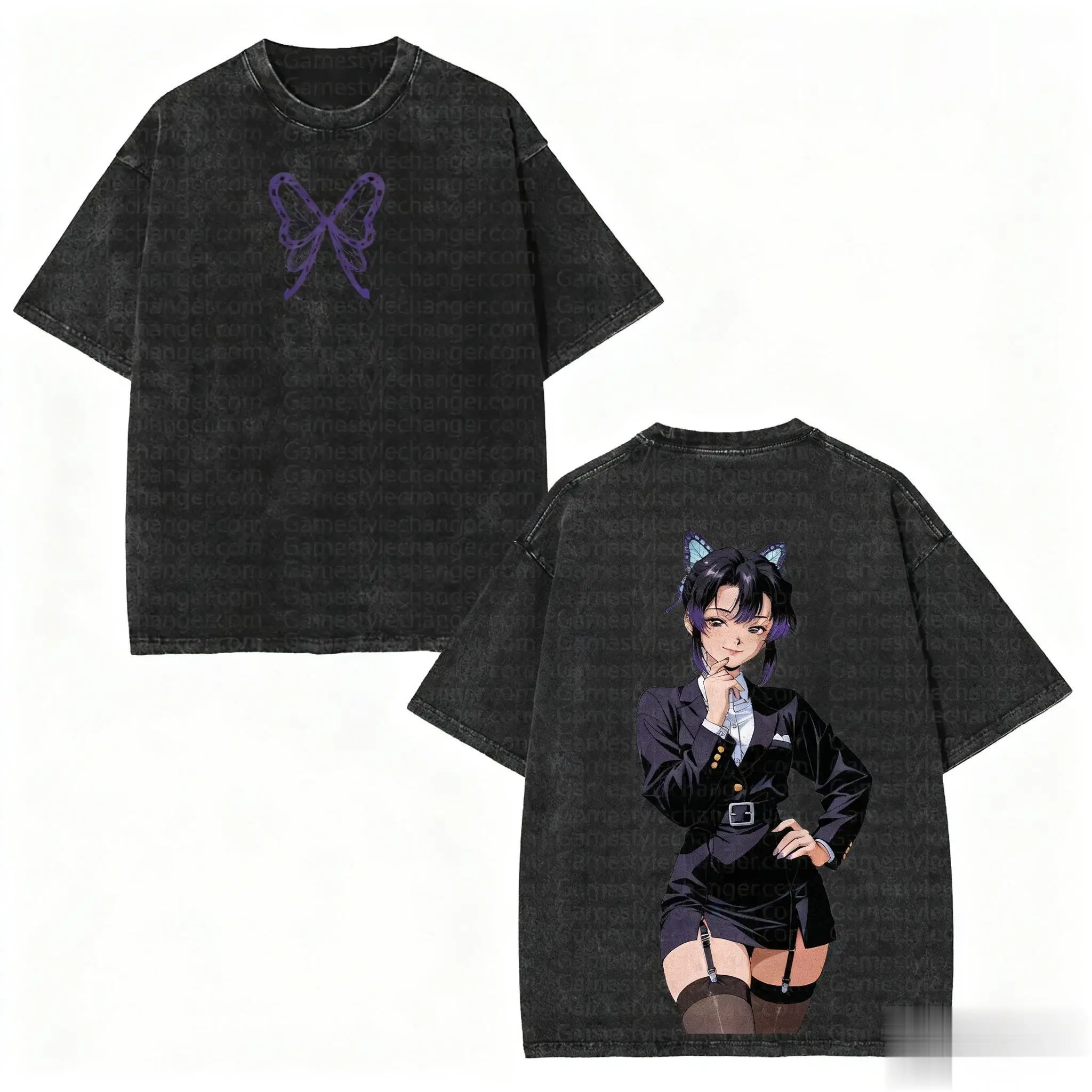 T-shirt grafica unisex anime giapponese Demon Slayer T-shirt grafica lavata uomo donna manica corta top casual Y2k vestiti streetwear