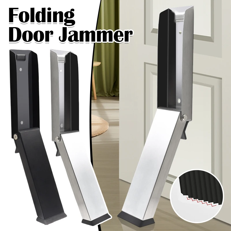 

Pedal Kick Down Door Stoppers Self Adhesive Pedal Anti-Slip Doorstop Holder Safety No Drilling Stainless Steel for Home Hotel