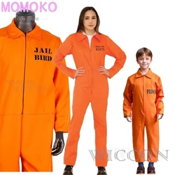 Boy Prisoner Costume Kids Orange Convict Jumpsuit with Handcuffs Jailbird Cosplay Prison Uniform for Halloween Cosplay Party Set