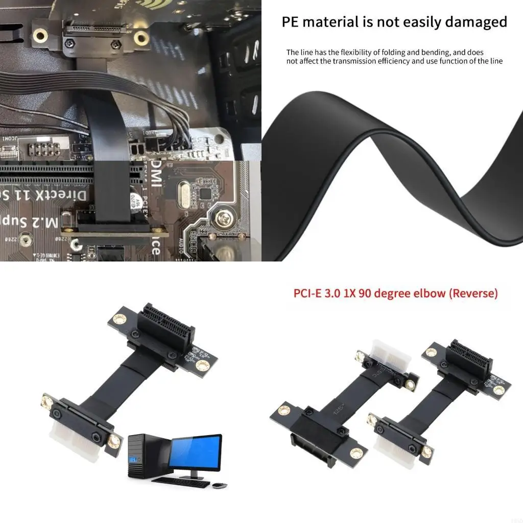 High-Speed PCIe Extension Cable PCIE 1X to PCI-E 1X 90 Degree Riser Adapter Cord 5CM Length