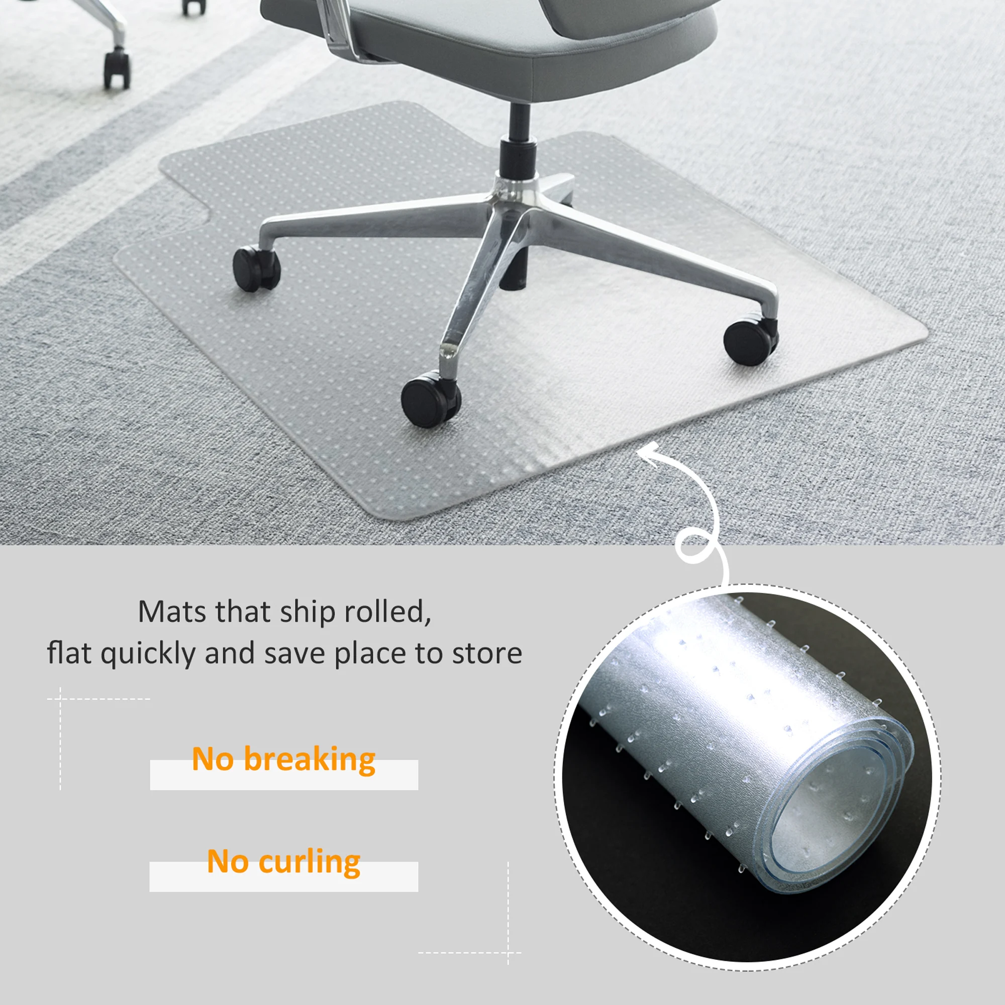 HOMCOM Office Carpet Protector Chair Mat Spike Non Slip Studs Frosted