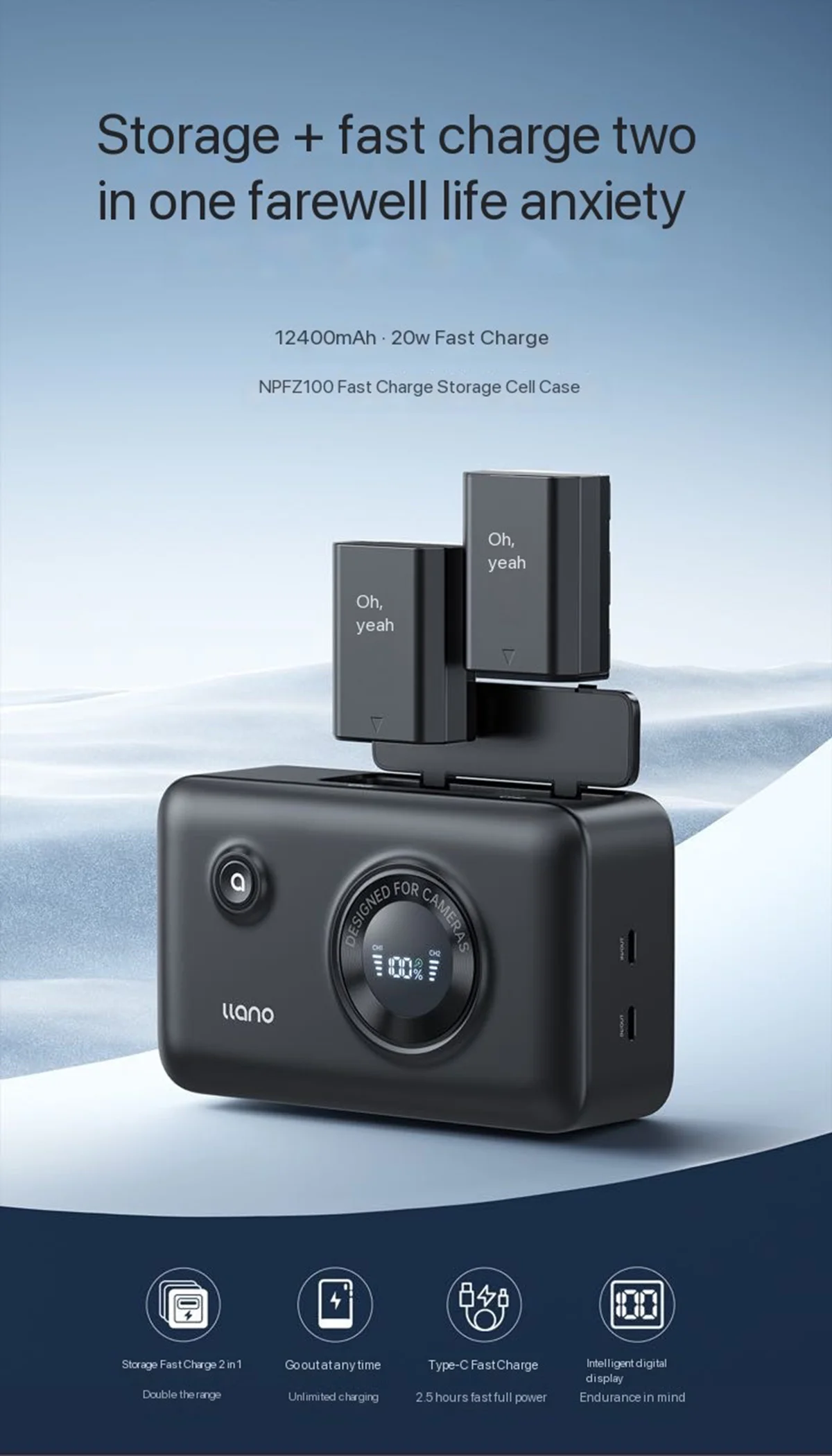 LLANO NP-FZ100 Camera Battery Charging Box For Sony a7m4 for Sony 