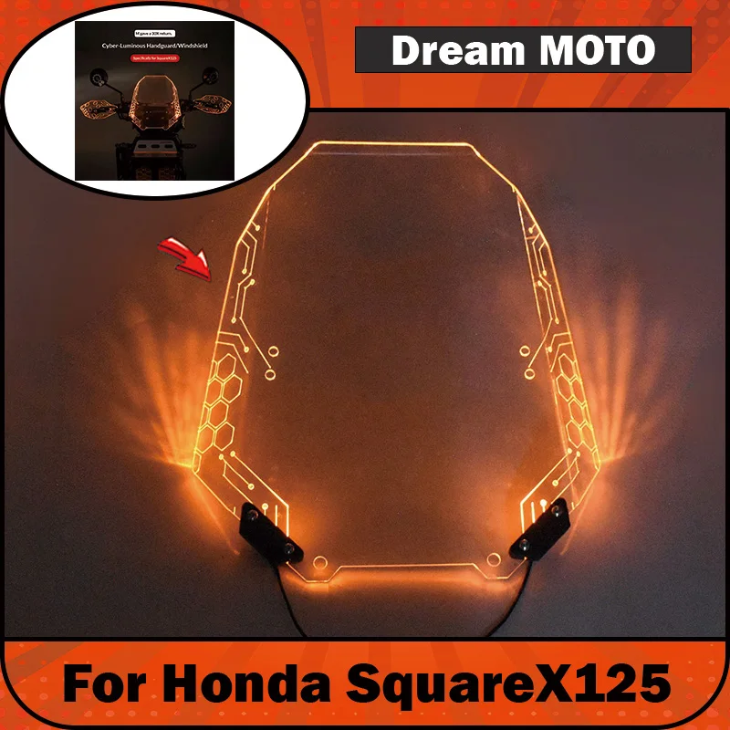 【Premium】For Honda SquareX125 modified Cyber transparent hand guards with illuminated handlebar windshield accessories