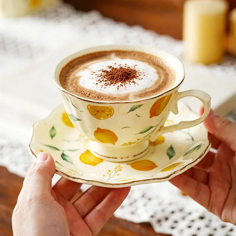 Cartoon Lemon Coffee Cup Ceramic Mug Afternoon Tea Cup Tableware Mugs Coffee Cups Cups and Mugs Hand-drawn Graffiti