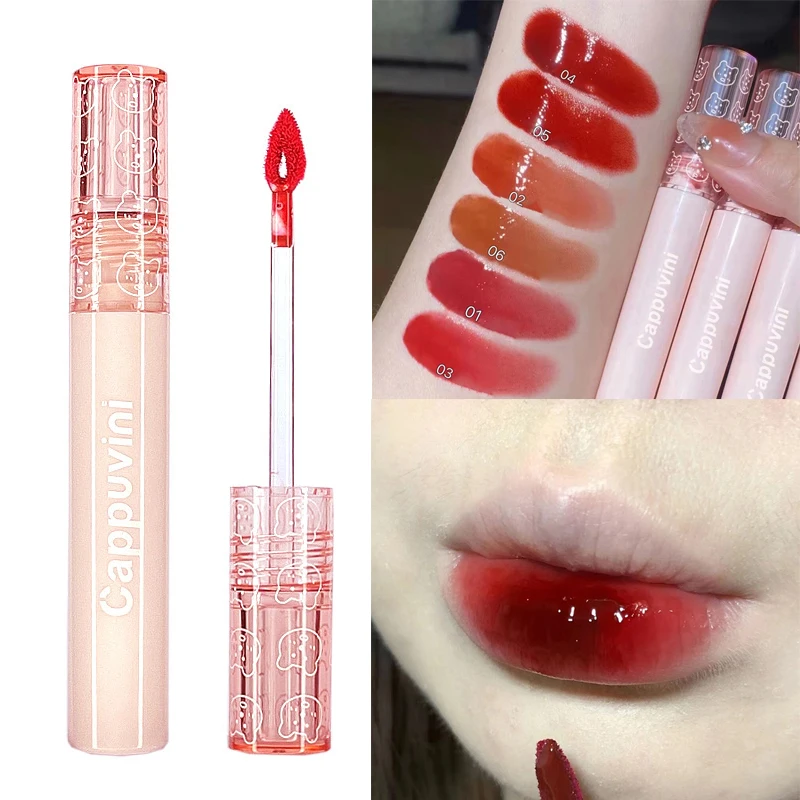 Cherry Red Mirror Finish Water Lip Gloss Nude Brown Clear Tint Glass Lip Oil Liquid Makeup For Voluminous Look Waterproof