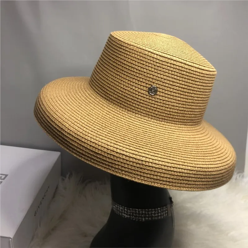 Hepburn's black wide-brimmed hat vacation women's sunshade and