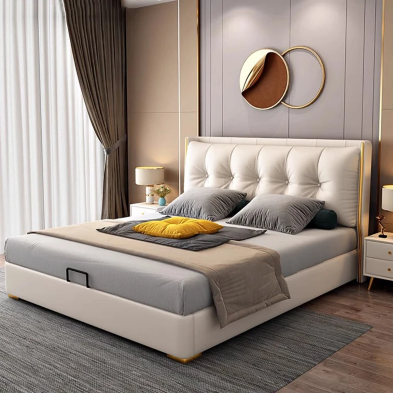 

Queen High End Double Bed Luxury Modern Whitr Bedroom Frame Double Bed Twin Aesthetic Cabeceira De Cama Box Casal Home Furniture