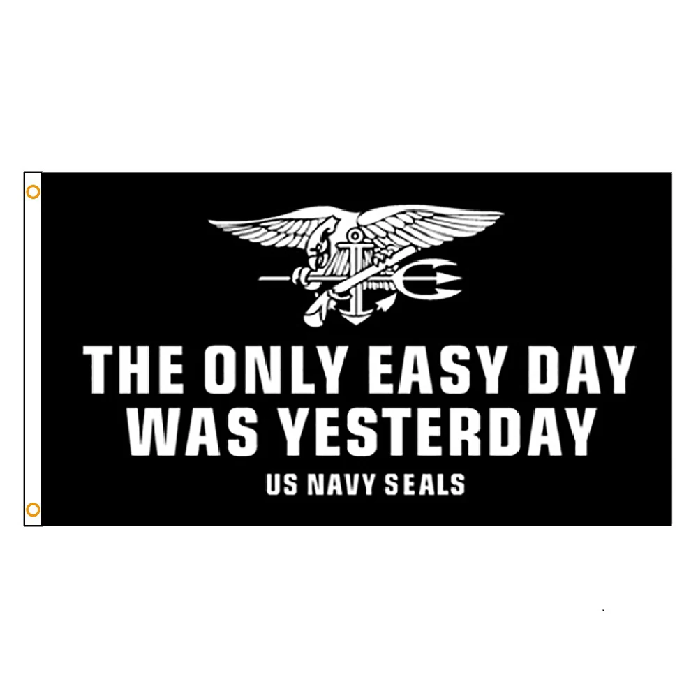 FLAGLINK 90x150 CM The Only Easy Day Was Yesterday US NAVY SEALS Flag For Decoration