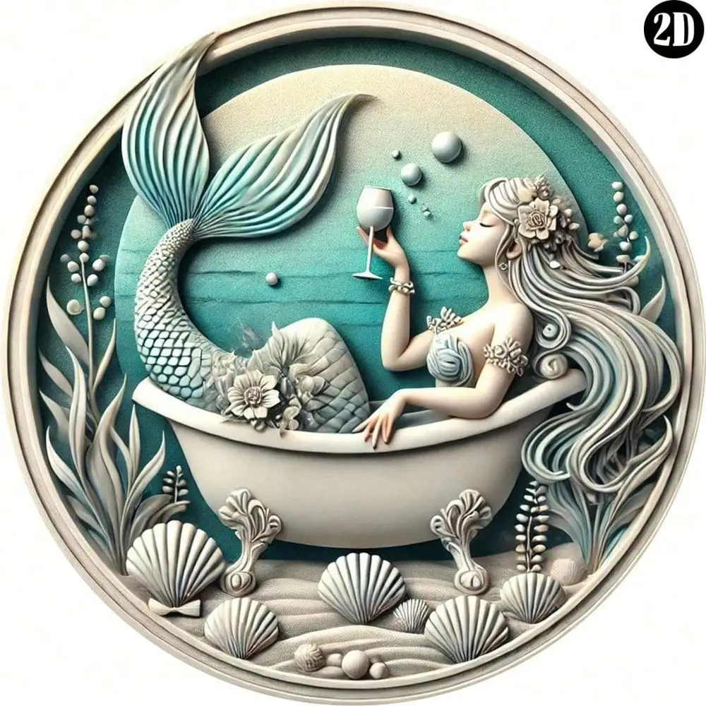 Metal Decor - Elegant Ocean Theme Art for Bathroom & Beach House, Random Hole Position for Hanging, Ideal Home/Room Wall Gift