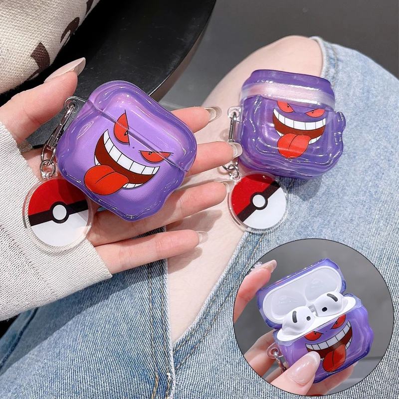 حافظة Pikachu Gengar ثلاثية الأبعاد لأجهزة Airpods Pro 2 4 3 2 1 Pro2 لطيف الكرتون واقية سماعة غطاء سيليكون لأجهزة Airpods 1/2/3/4/Pro