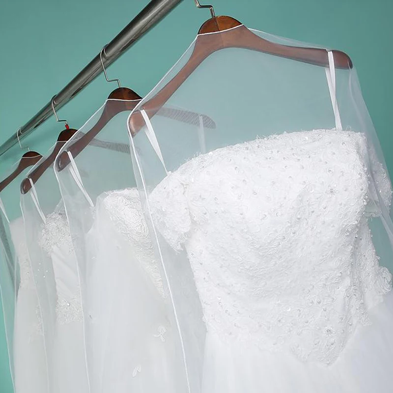 // 1pcs Transparent 160cm/180cm/200cm Long Soft Tulle Dust Cover Home Clothes Wedding Dress Protector White Mesh Yarn Material