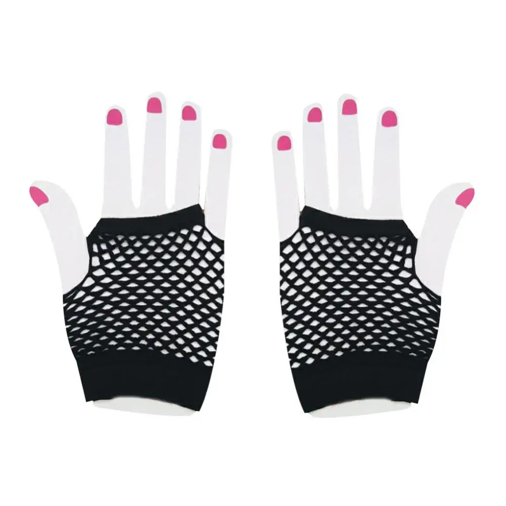 Guantes de malla sin dedos para mujer, guantes cortos de red de rejilla, guantes de red de rejilla de lujo, mitones de fiesta para despedida de soltera y Club nocturno