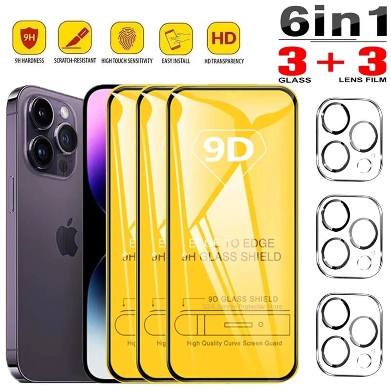 아이폰 11, 14 프로 맥스, 12 미니, 15 플러스용 9D 강화 유리, 화면 보호대, 아이폰 13 프로 맥스, 카메라 렌즈 보호 유리 