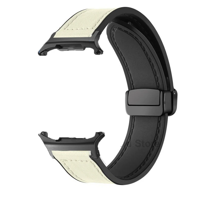 سوار جلدي من السيليكون لساعة سامسونج جالاكسي 8 44 ملم 40 ملم حزام مغناطيسي لهاتف جالاكسي 8 كلاسيك 46 ملم بدون فجوات حزام الساعات