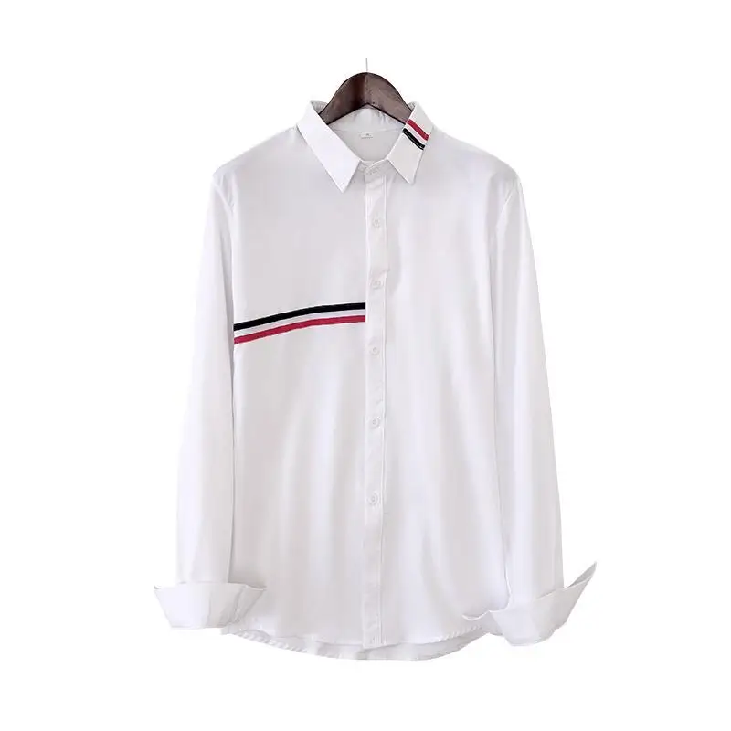 

Spring and Autumn Handsome White Shirt Men Ins Trendy Internet Celebrity Street Two-piece Set of Men's Slim Shirt Pants