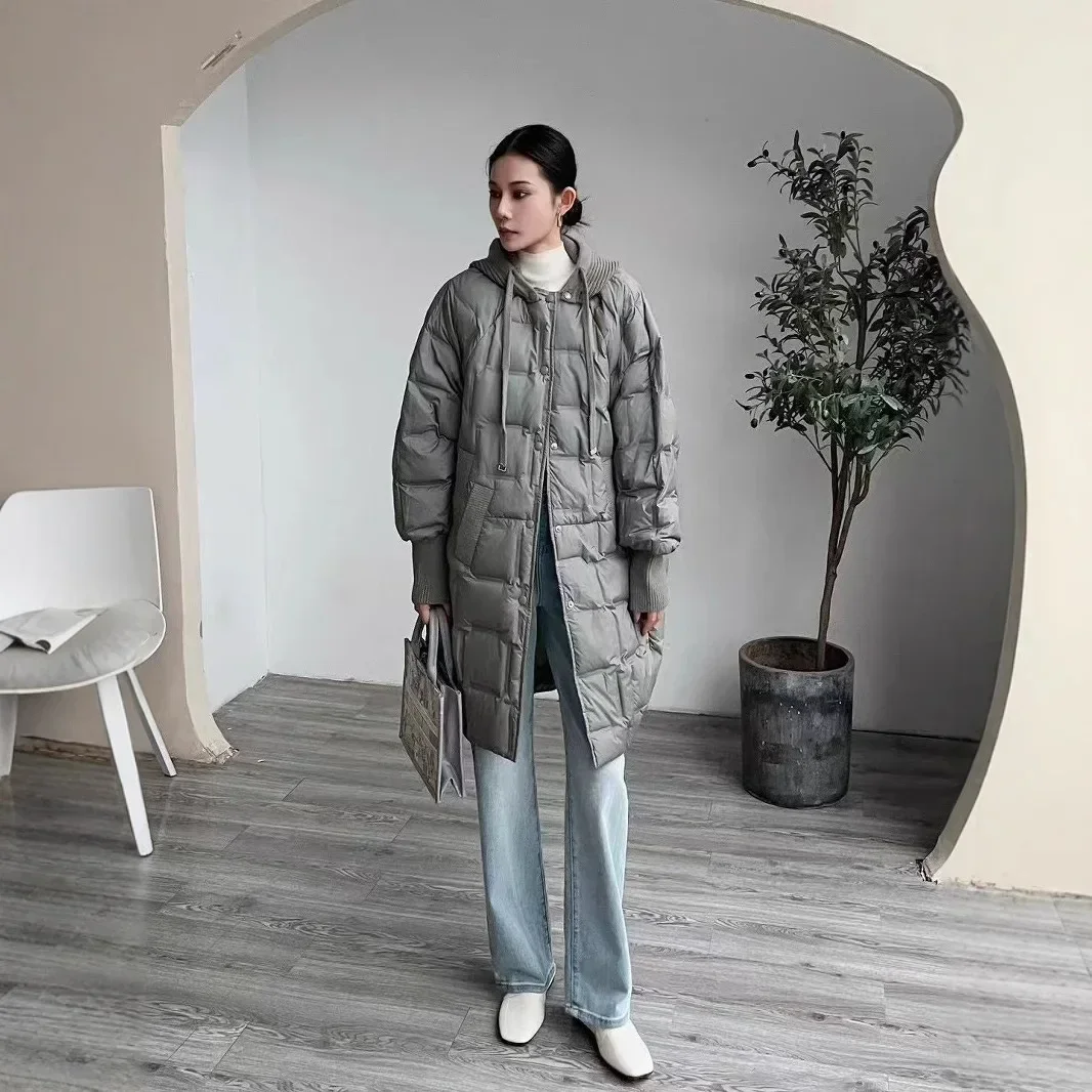 Autumn and Winter Fashion New Women's Down Jacket Commuter Knitted Hoodie Oversized Jacket