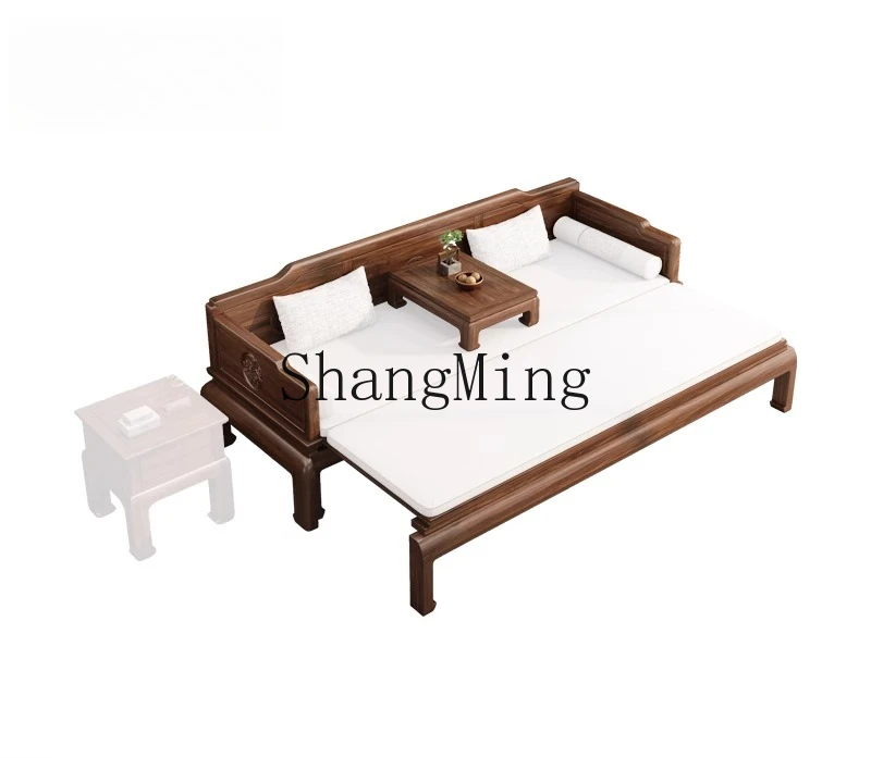 PYH simple modern home walnut new Chinese solid wood telescopic push-pull folding leisure