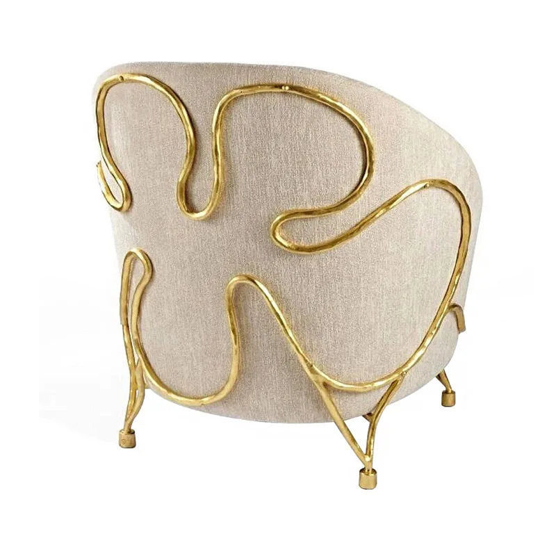 Art high sense designer brass sofa chair villa living room armchair simple furniture practical good things