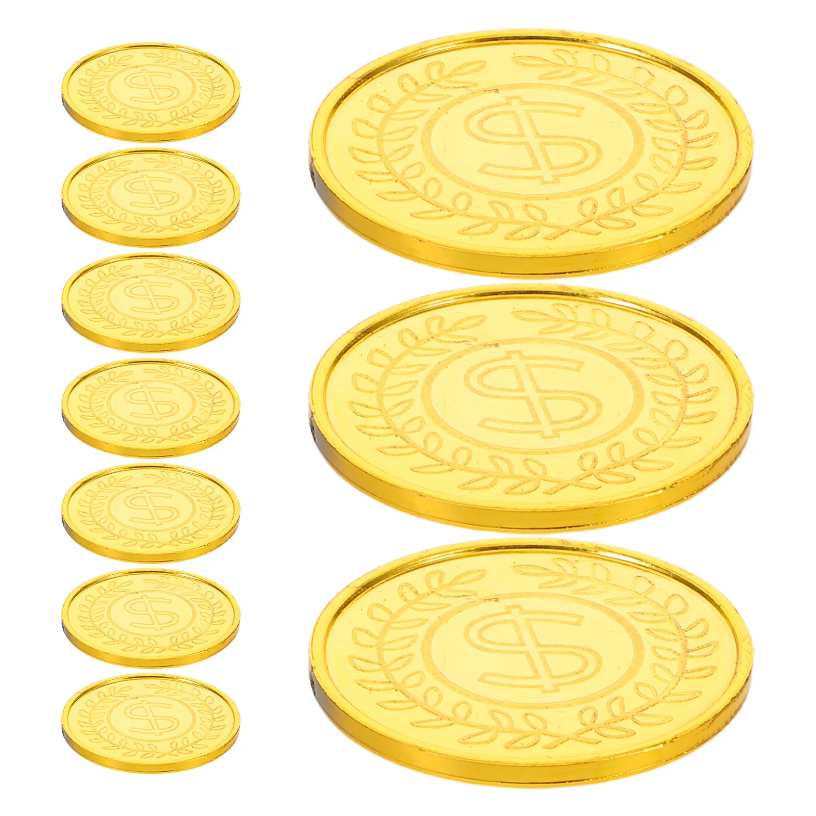 

200 шт. пластиковых монет-сокровищ для вечеринок, наград для класса, золотые деньги для игр