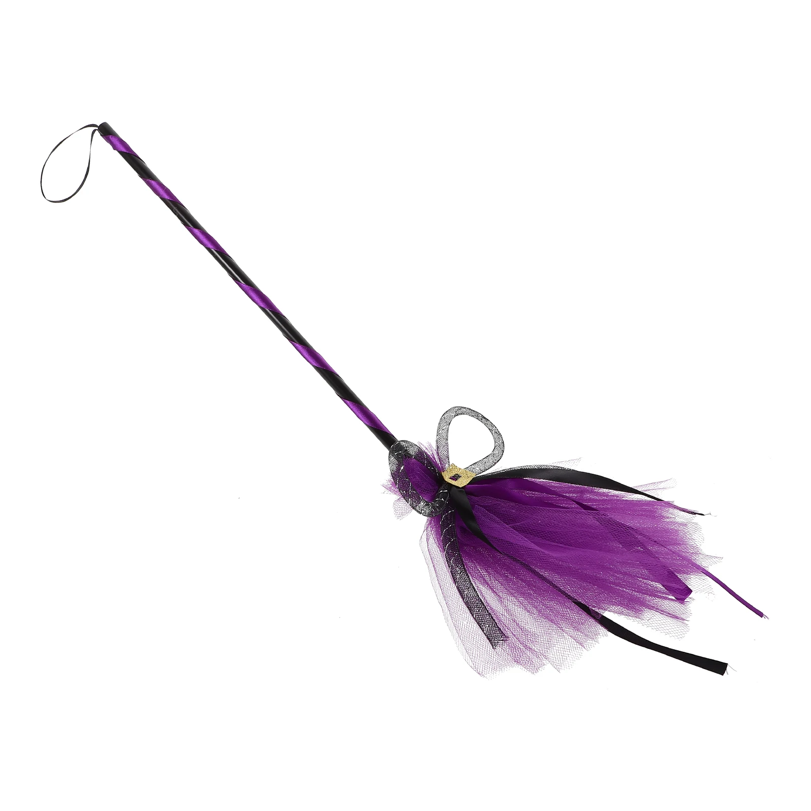 

Halloween Witch Broom Black Purple Small Accessory Cosplay Props Lightweight Comfort Grip Stand Out Party Decorations