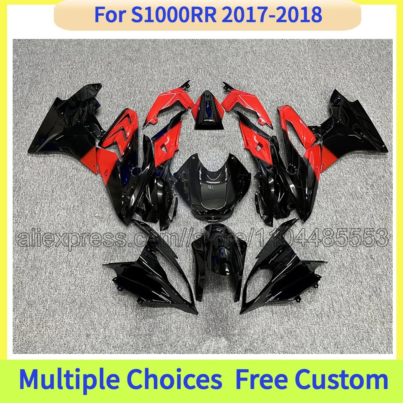 

Комплект пластиковых обтекателей для мотоцикла BMW S1000RR 2017-2018 годов выпуска (неоригинальные) | Глянцевый черный с красным