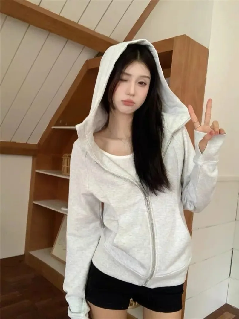 2025 Autumn Winter Hooded Sweatshirt for Women Korean Fashion Sporty Slim Fit Zipper Hoodies Women Streetwear Y2k Ropa Mujer