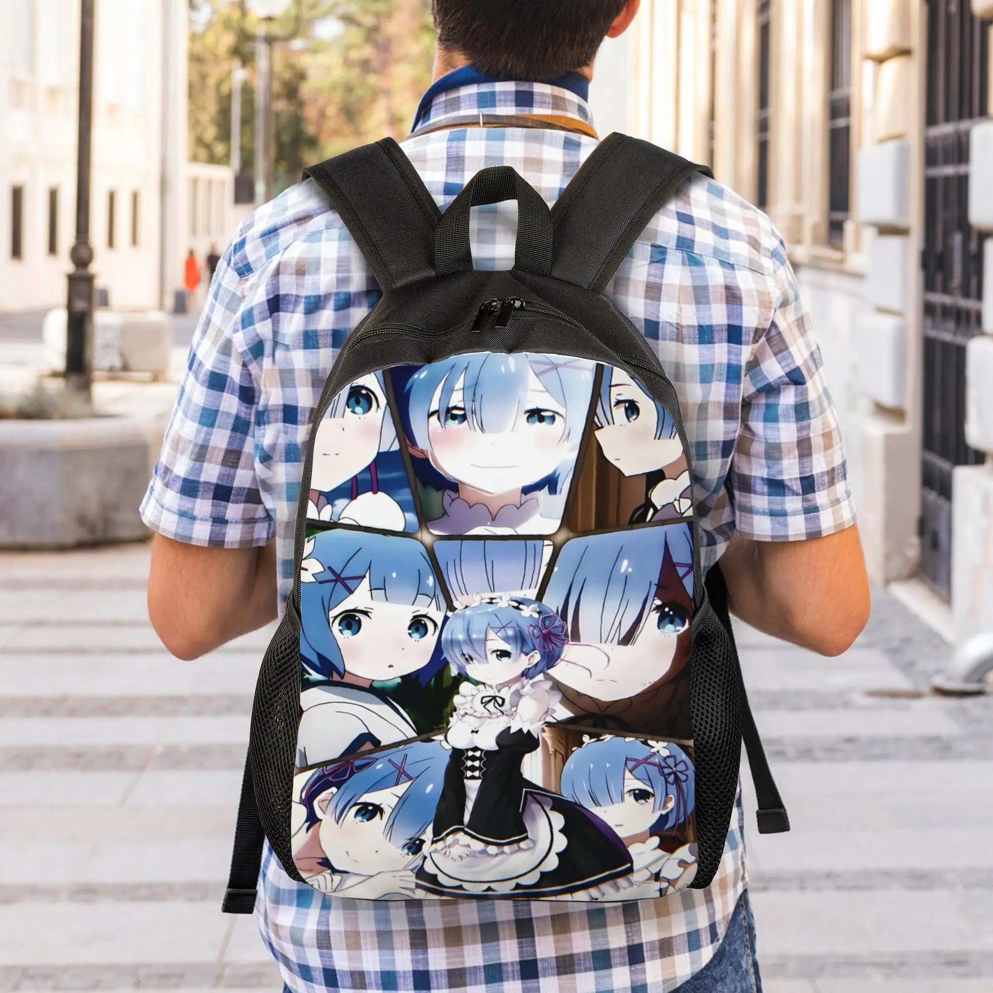 Fashion Re ZERO Anime Rem Backpacks Its Bag  mochila Camping Retro Washable Rucksack