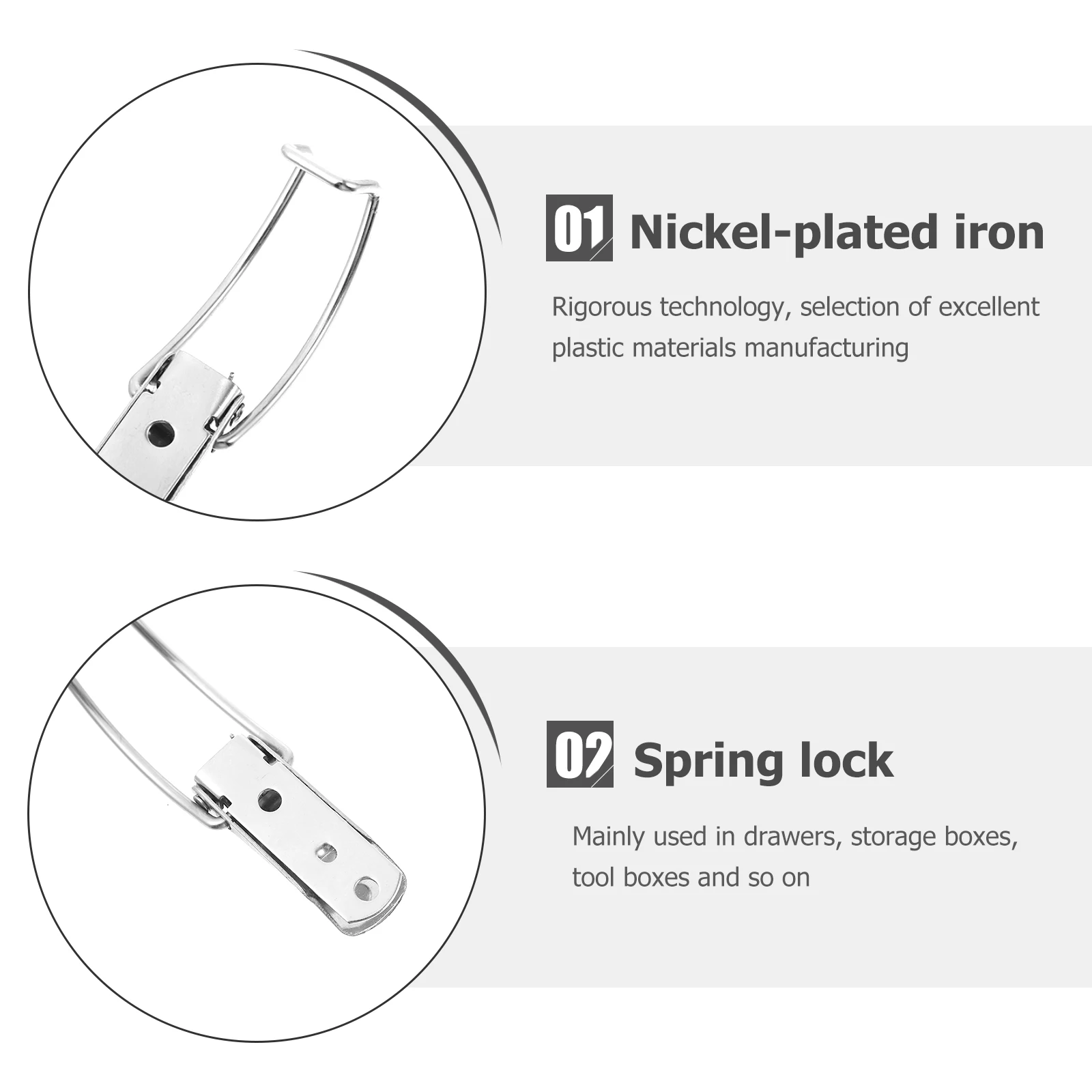 

6pcs Spring Loaded Latch Hasp Nickel Plated Iron Durable Lock Buckle For Box Cabinet Door Drawer Security Fittings Catch