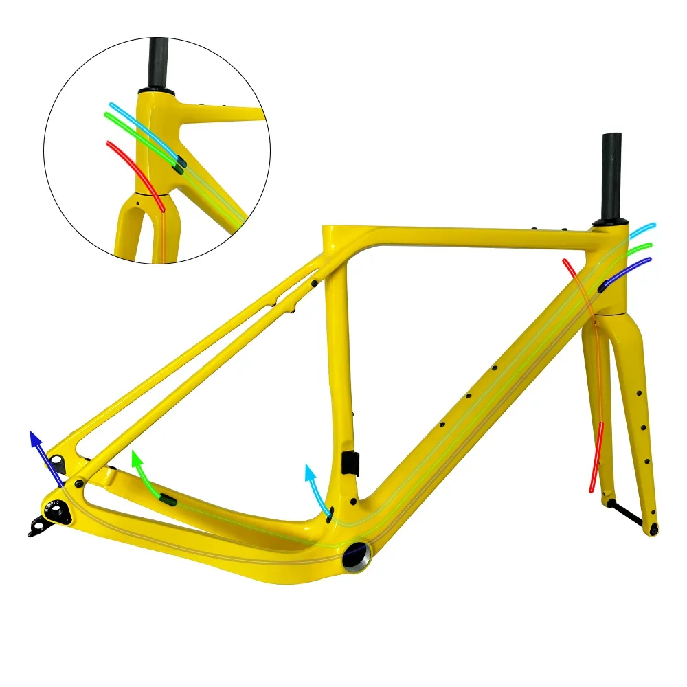 2023 GT30 Carbon Gravel Frame Flat Mount Disc Brake 700C*50C Threaded T47 Gravel Bicycle Frameset Road Bike Multi-color Paint