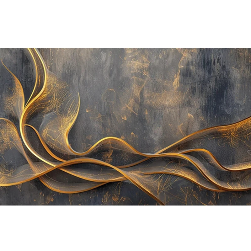 Custom Photo 3D Mural Abstract Golden Striped Lines Modern Art Wall Painting Wallpaper For Living Room Bedroom Background Decor