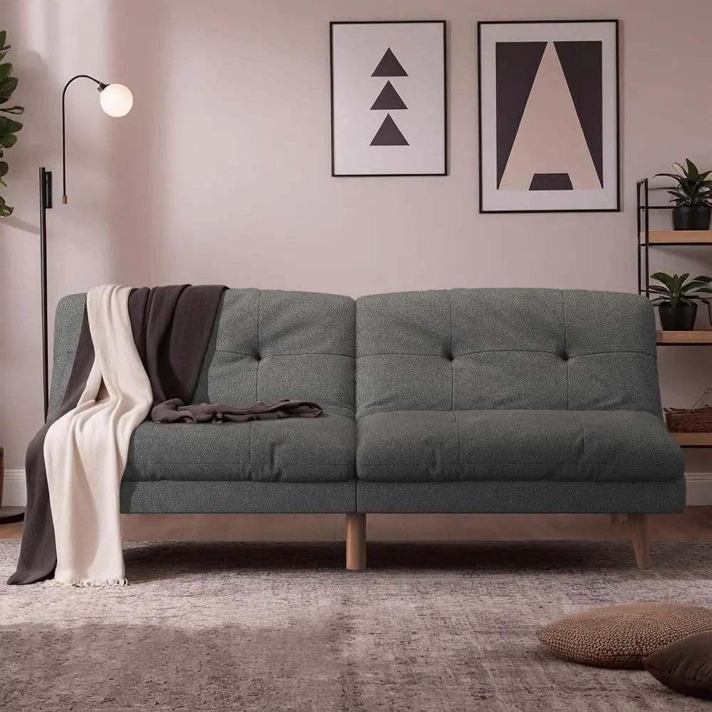 

Grey Fabric Adjustable Back Sleeper Sofa Couch for Living Room