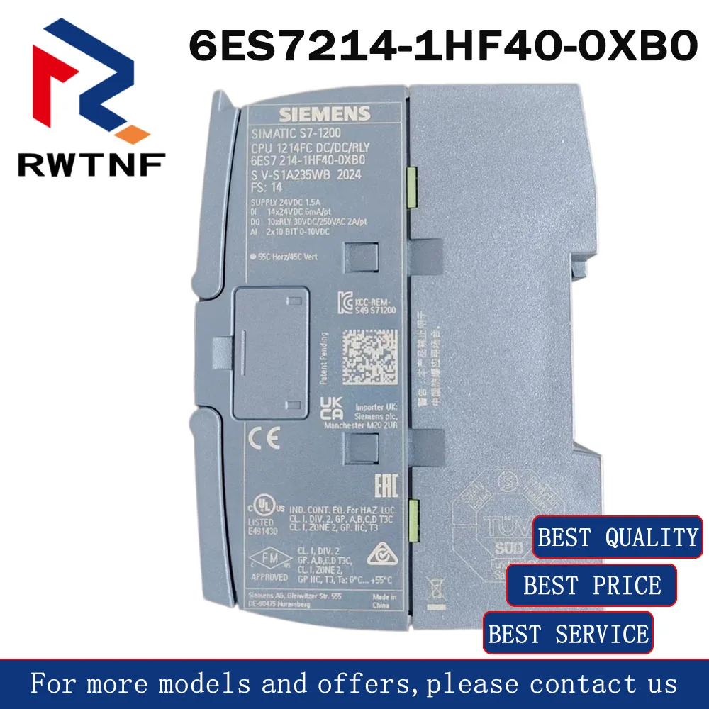 

Новый оригинальный модуль ПЛК SIEMENS Compact CPU S7-1200, артикул 6ES7214-1HF40-0XB0, 100% оригинальный, со склада.