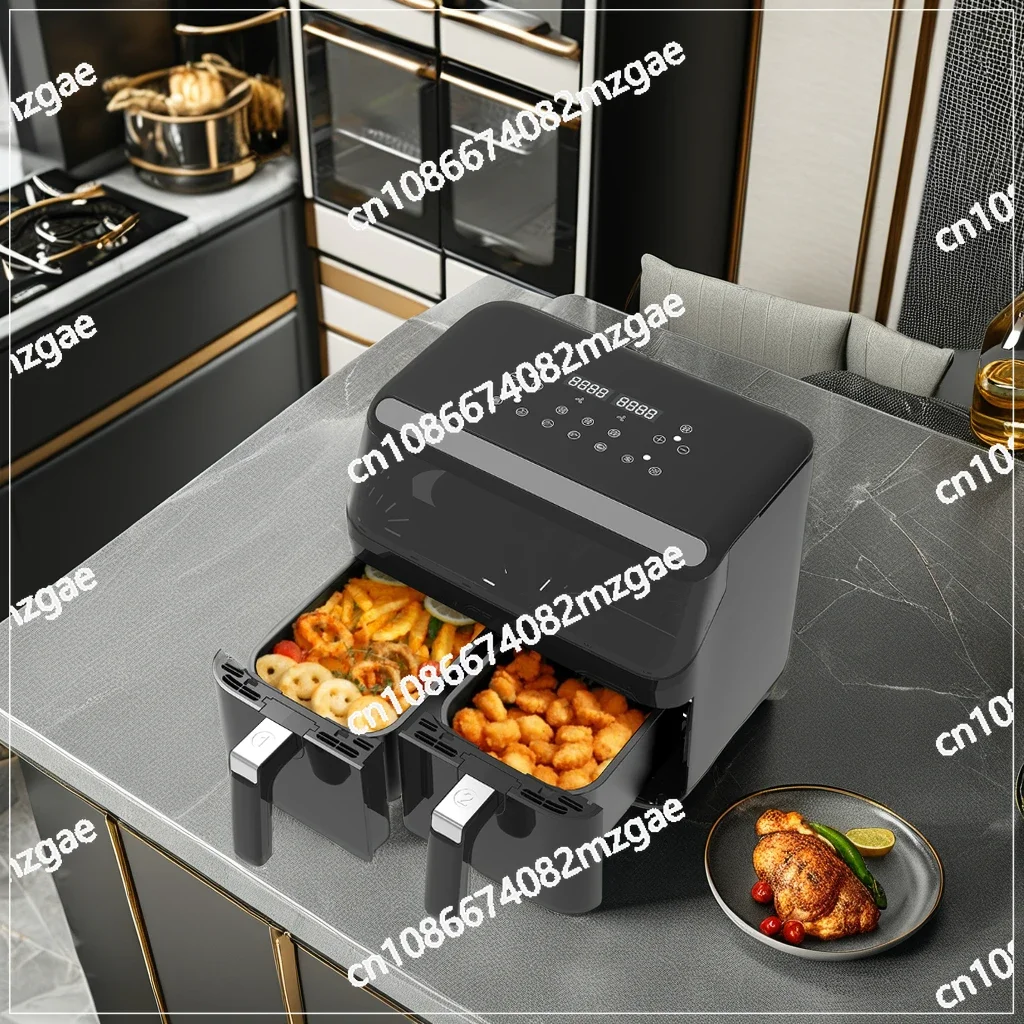 8L Square Smart Double Air Fryer Stainless Steel Oven with Touch Screen