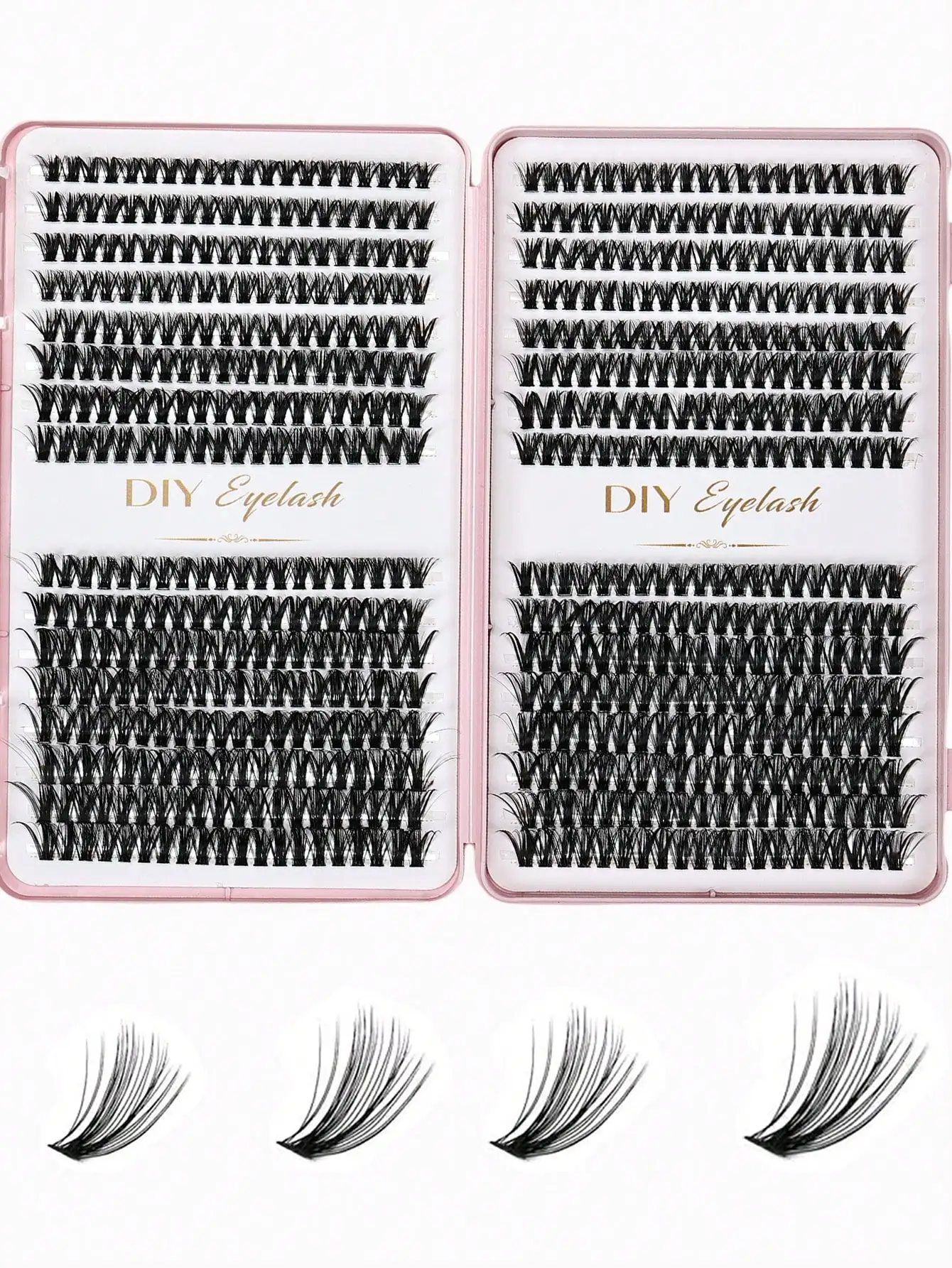 40D 640 Cluster Flauschige Wimpern 32 Reihen 10-14mm Natürliche 3D Volumen DIY Streifen- oder Einzelwimpern – Detail 2